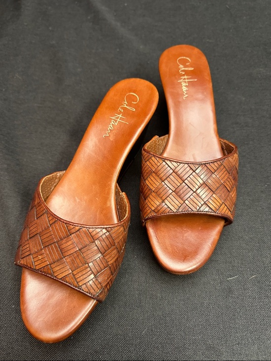 Cole Haan Shoes - Cole Haan Brown Woven Leather Slide Sandals Woman’s 8